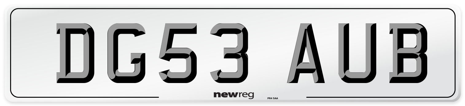 DG53 AUB Number Plate from New Reg